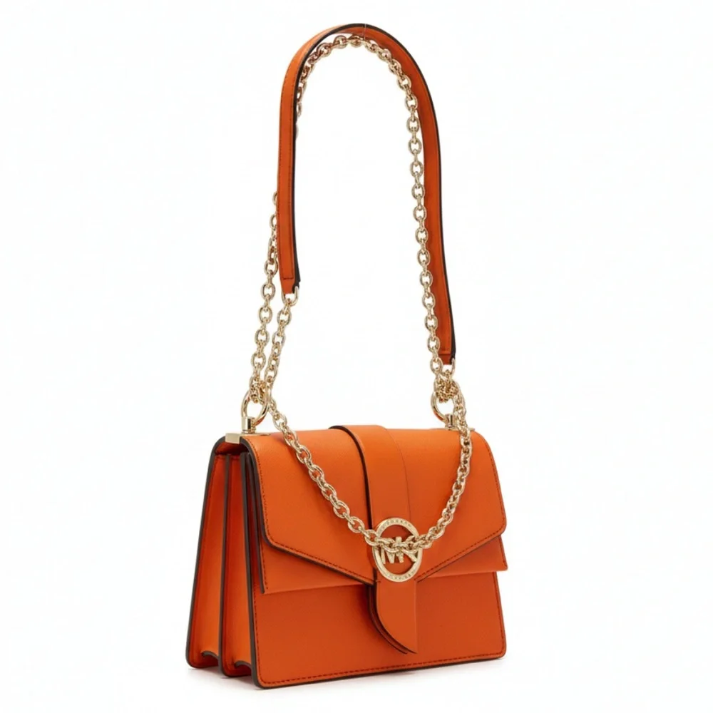 Michael Kors Greenwich Saffiano Leather Crossbody Purse Bag, Clementine Orange - Picture 4 of 13